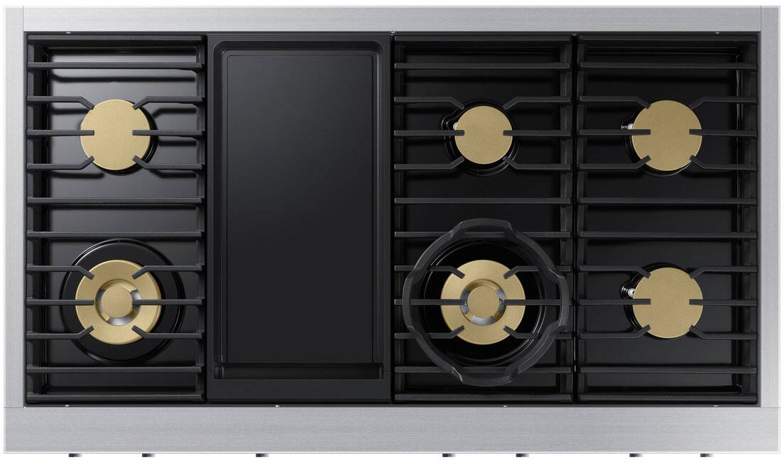 Alt View 12. Dacor - Transitional 48" Built-In Gas Rangetop with 6 Burners and Griddle - Silver Stainless Steel.