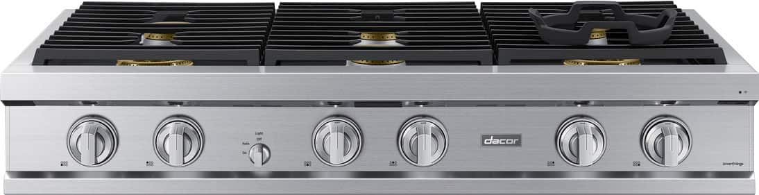 Dacor - 48" Built-In Gas Rangetop with 6 Burners - Silver Stainless Steel - Front_Zoom