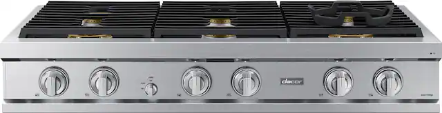 Front. Dacor - Transitional 48" Built-In Gas Rangetop with 6 Burners - Silver Stainless Steel.