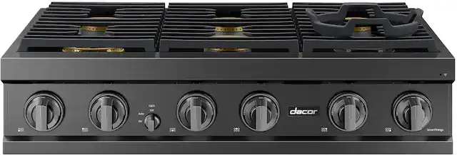 Front. Dacor - Transitional 36" Built-In Gas Rangetop with 6 Burners - Graphite Steel.