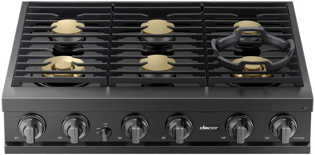 Alt View 11. Dacor - Transitional 36" Built-In Gas Rangetop with 6 Burners - Graphite Steel.