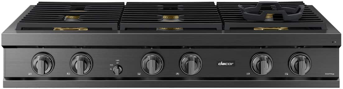 Front. Dacor - Transitional 48" Built-In Gas Rangetop with 6 Burners - Graphite Steel.
