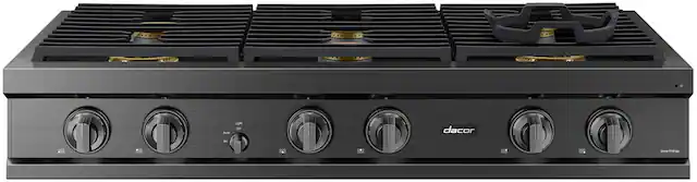 Front. Dacor - Transitional 48" Built-In Gas Rangetop with 6 Burners - Graphite Steel.