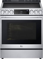 LG - STUDIO 6.3 Cu. Ft. Freestanding Electric Induction True Convection Range with EasyClean, InstaView and Air Fry - Stainless Steel - Front_Zoom