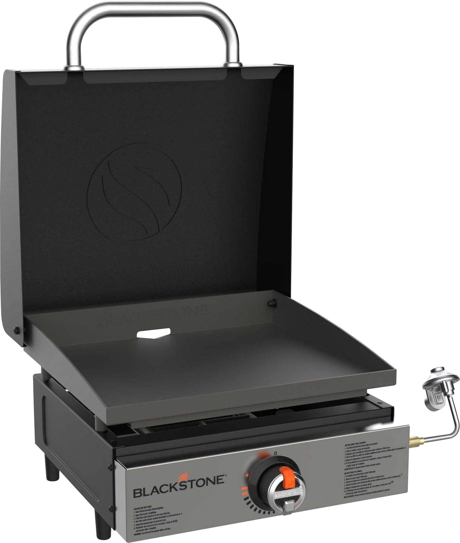 Angle View: Blackstone - 17-in. Countertop Outdoor Griddle with Hood - Black