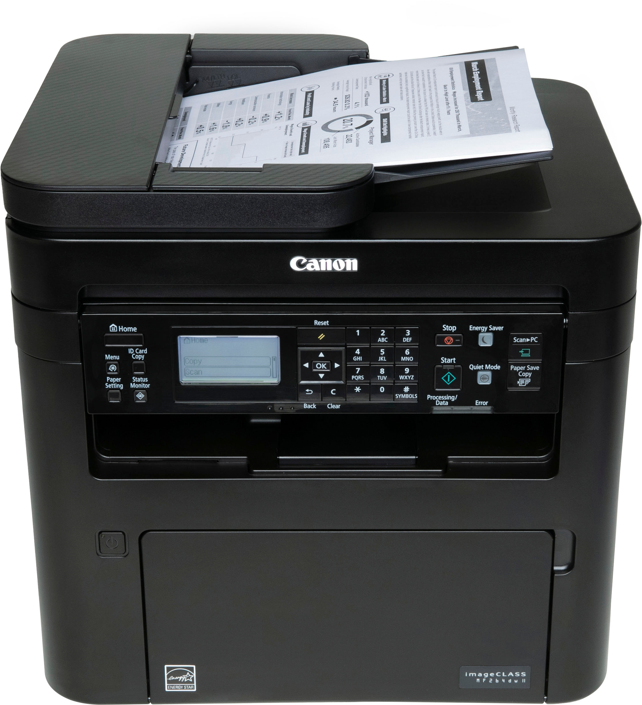 Left View: Canon - imageCLASS MF264dw II Wireless Black-and-White All-In-One Laser Printer - Black