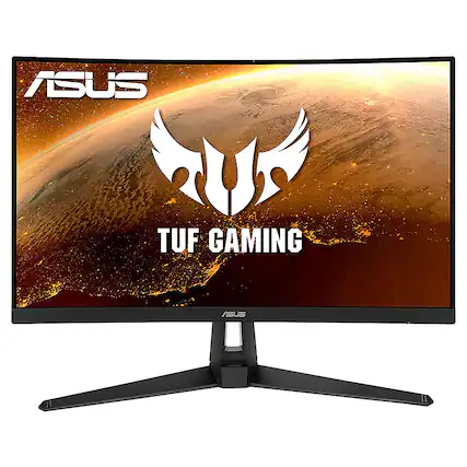 Front. ASUS - TUF Gaming 27" FHD VA 165Hz 1ms Curved Gaming Monitor with FreeSync Premium (HDMI, VGA) - Black.