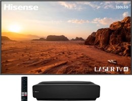 Hisense - L5G Laser TV Ultra Short Throw Projector with 100" ALR Screen, 4K UHD, 2700 Lumens, HDR10, Android TV - Black - Front_Zoom