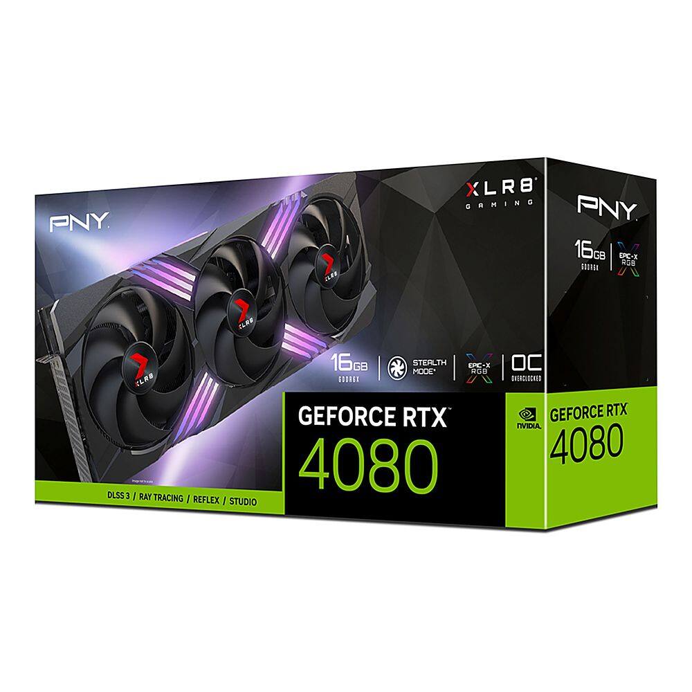 PNY NVIDIA GeForce RTX 4080 16GB GDDR6X PCI Express 4.0 Graphics Card with  Triple Fan and DLSS 3 Black VCG408016TFXXPB1-O - Best Buy