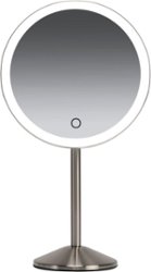 Ilios - Rechargeable 1x Round Tabletop Mirror - Silver - Angle_Zoom