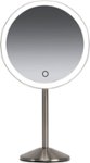 Angle Zoom. Ilios - Rechargeable 5x Round Tabletop Mirror - Silver.