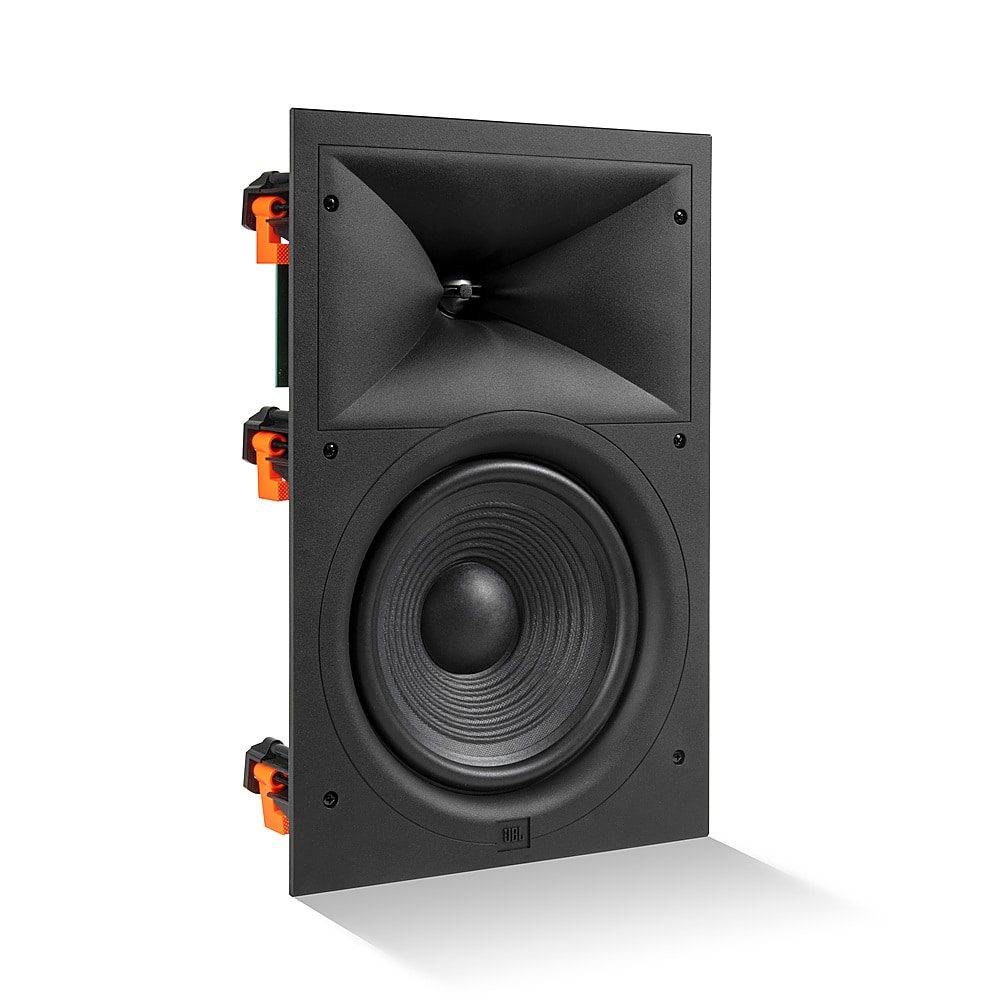 Angle. JBL - Stage In-Wall Loudspeaker with 1" Aluminum Dome Tweeter and 8" Polycellulose Cone Woofer - black.