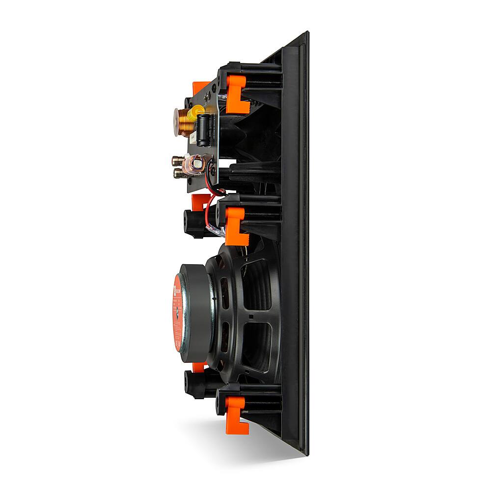 Left. JBL - Stage In-Wall Loudspeaker with 1" Aluminum Dome Tweeter and 8" Polycellulose Cone Woofer - black.