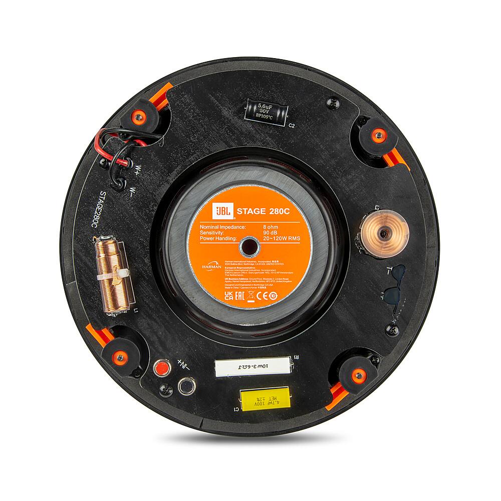 Back. JBL - Stage In-Ceiling Loudspeaker with 1" Aluminum Dome Tweeter and 8" Polycellulose Cone Woofer - Black.