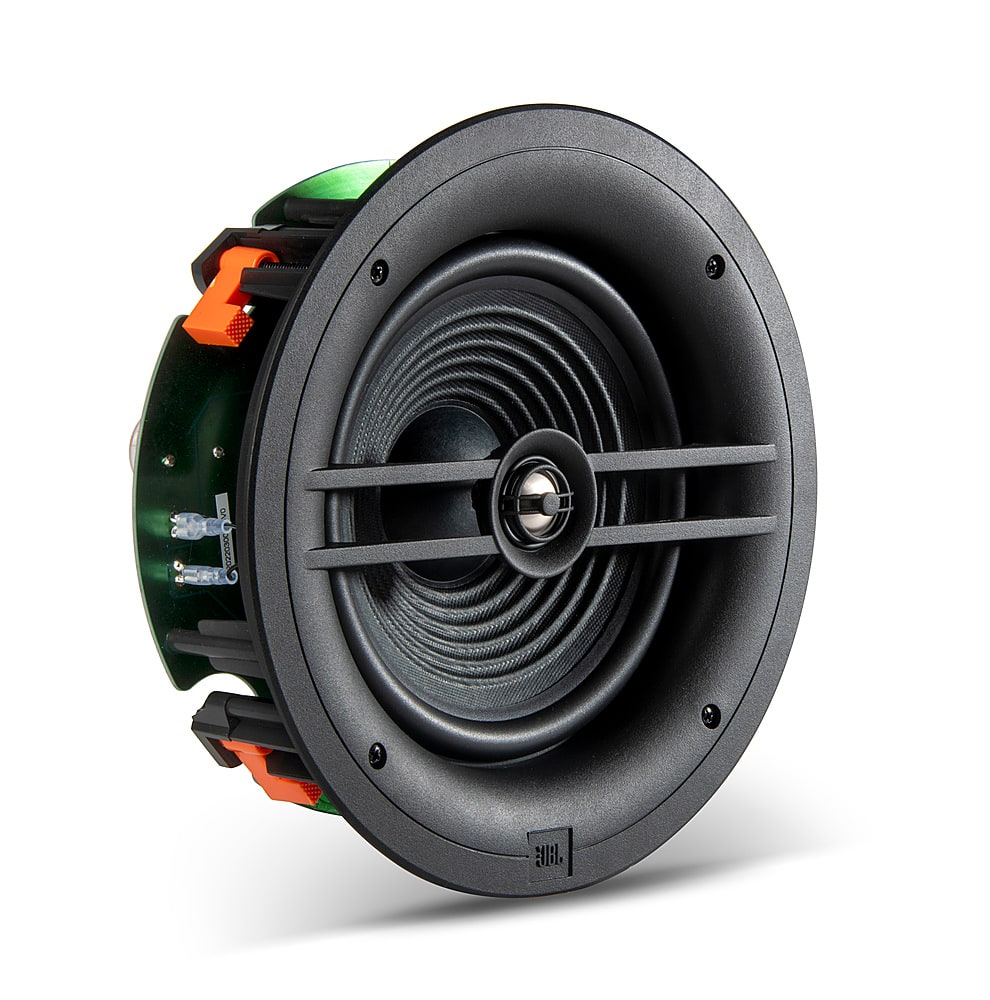 Angle. JBL - Stage In-Ceiling Loudspeaker with 1" Aluminum Dome Tweeter and 8" Polycellulose Cone Woofer - Black.