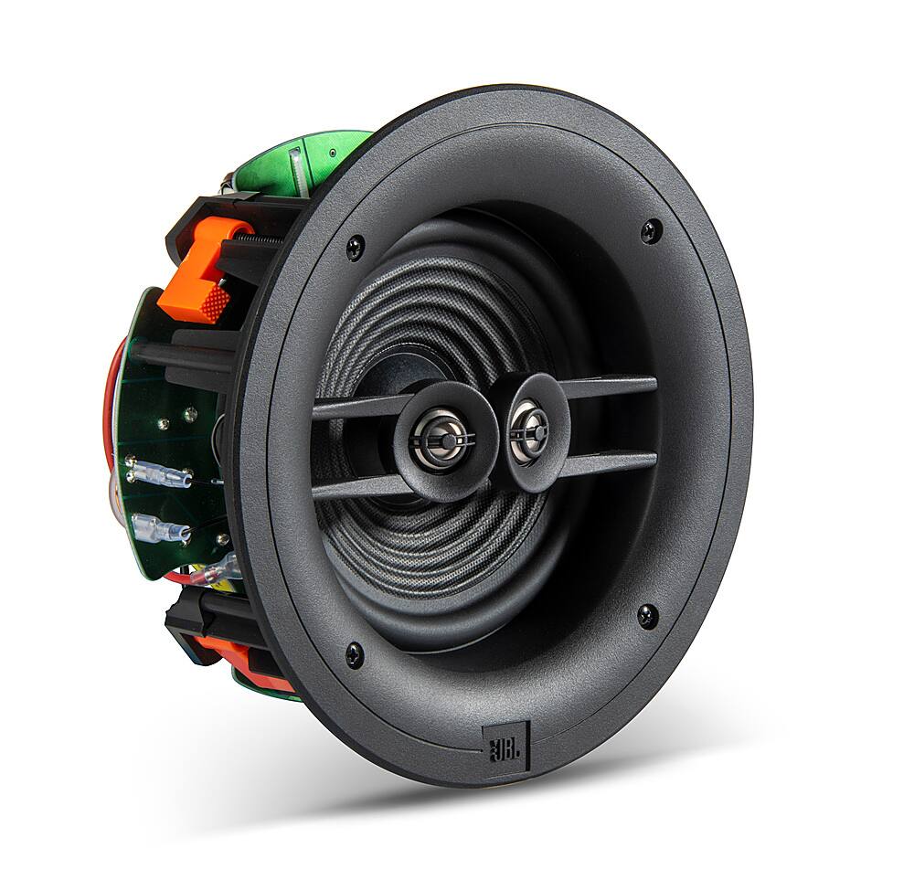 Angle. JBL - Stage In-Ceiling Loudspeaker With Dual 3/4" Aluminum Dome Tweeters and 6.5" Polycellulose Cone Woofer - black.