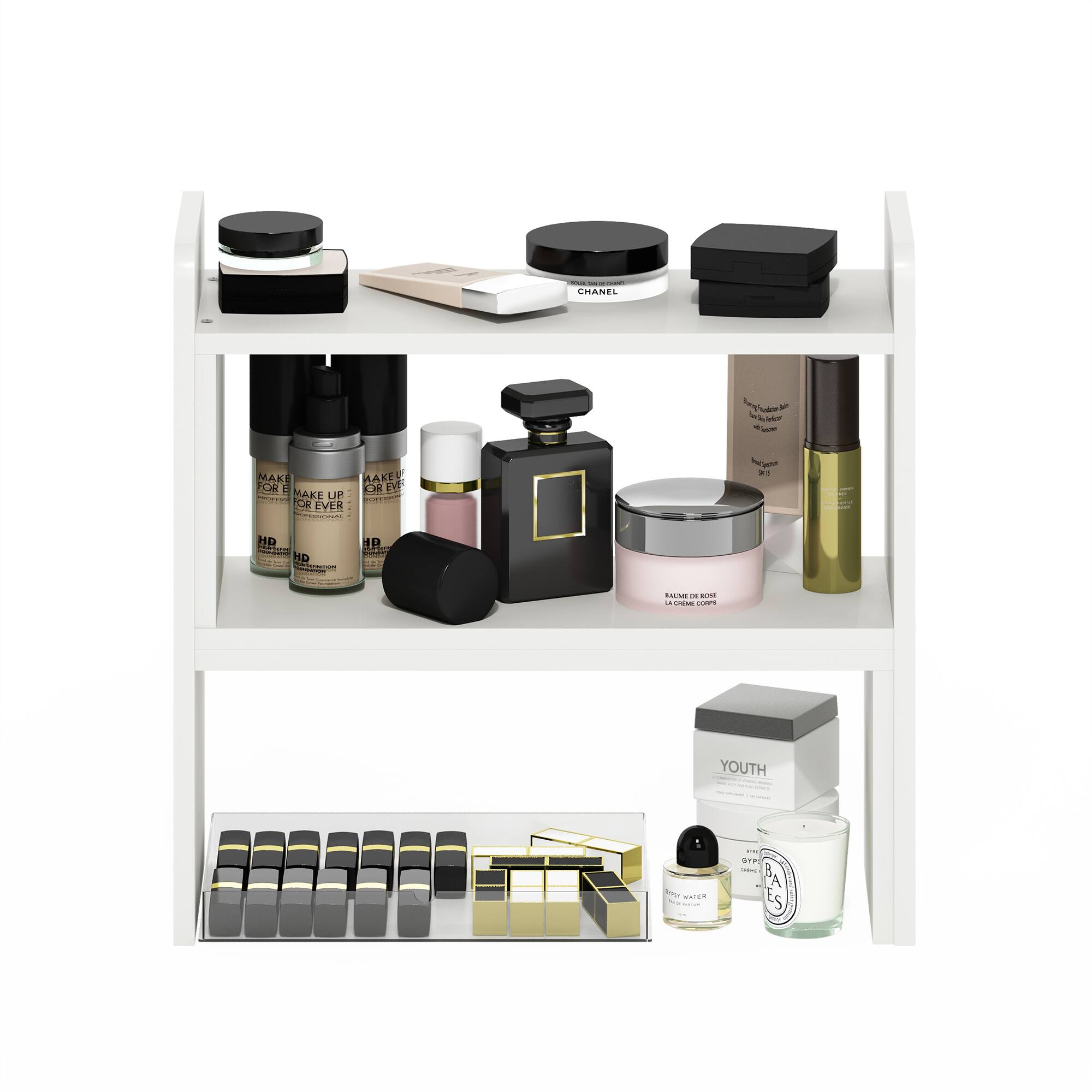 Sure, here is the corrected and grouped text from the image:

**Top Shelf:**
- CHANEL

**Middle Shelf:**
- MAKE UP FOR EVER
- HD
- HD
- HD
- HD
- HD
- HD
- HD
- HD
- HD
- HD
- HD
- HD
- HD
- HD
- HD
- HD
- HD
- HD
- HD
- HD
- HD
- HD
- HD
- HD
- HD
- HD
- HD
- HD
- HD
- HD
- HD
- HD
- HD
- HD
- HD
- HD
- HD
- HD
- HD
- HD
- HD
- HD
- HD
- HD
- HD
- HD
- HD
- HD
- HD
- HD
- HD
- HD
- HD
- HD
- HD
- HD
- HD
- HD
- HD
- HD
- HD
- HD
- HD
- HD
- HD
- HD
- HD
- HD
- HD
- HD
- HD
- HD
- HD
- HD
-