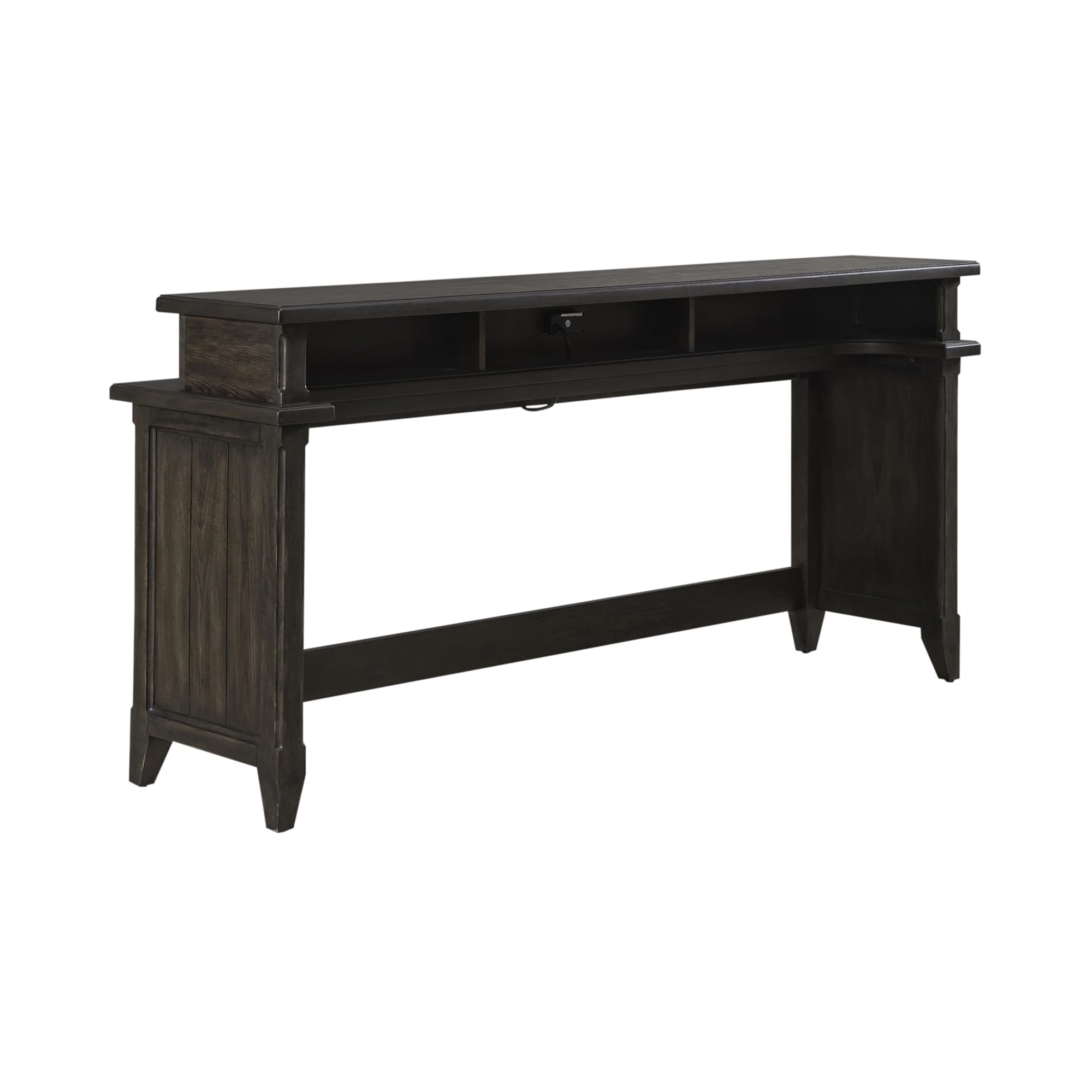 Back. Liberty Furniture Industries - Console Bar Table Traditional - AC USB Charging Station - Saddle Brown Oak Wood - Saddle Brown.