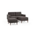 Front Zoom. Burrow - Mid-Century Nomad Loveseat with Chaise and Ottoman - Charcoal.