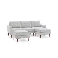 Burrow - Mid-Century Nomad Sofa Sectional with Ottoman - Crushed Gravel - Front_Zoom