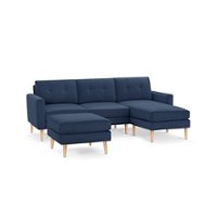 Burrow - Mid-Century Nomad Sofa Sectional with Ottoman - Navy Blue - Front_Zoom