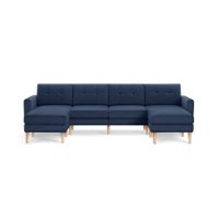 Burrow - Mid-Century Nomad King Sofa with Double Chaise - Navy Blue - Front_Zoom