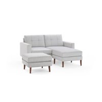 Burrow - Mid-Century Nomad Loveseat with Chaise and Ottoman - Crushed Gravel - Front_Zoom