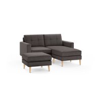 Burrow - Mid-Century Nomad Loveseat with Chaise and Ottoman - Charcoal - Front_Zoom