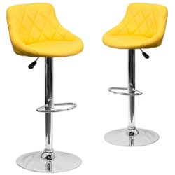 Flash Furniture - Caldwell Contemporary Vinyl Barstool (set of 2) - Yellow - Front_Zoom
