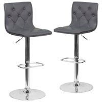 Alamont Home - Sammie Contemporary Vinyl Barstool (set of 2) - Gray - Front_Zoom