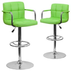 Flash Furniture - Genna Contemporary Vinyl Barstool (set of 2) - Green - Front_Zoom
