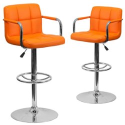 Flash Furniture - Genna Contemporary Vinyl Barstool (set of 2) - Orange - Front_Zoom