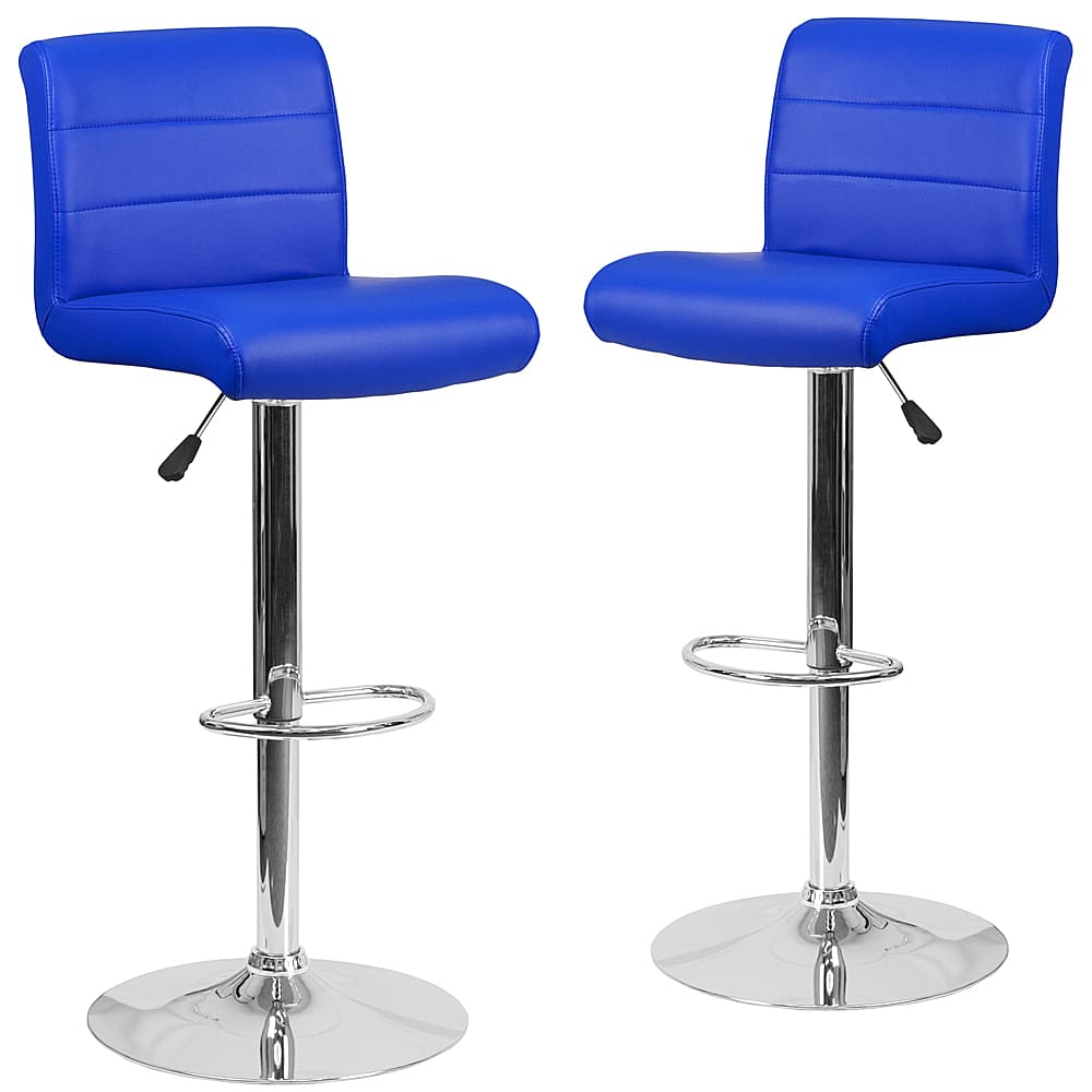 Front. Alamont Home - Marietta Contemporary Vinyl Barstool (set of 2) - Blue.
