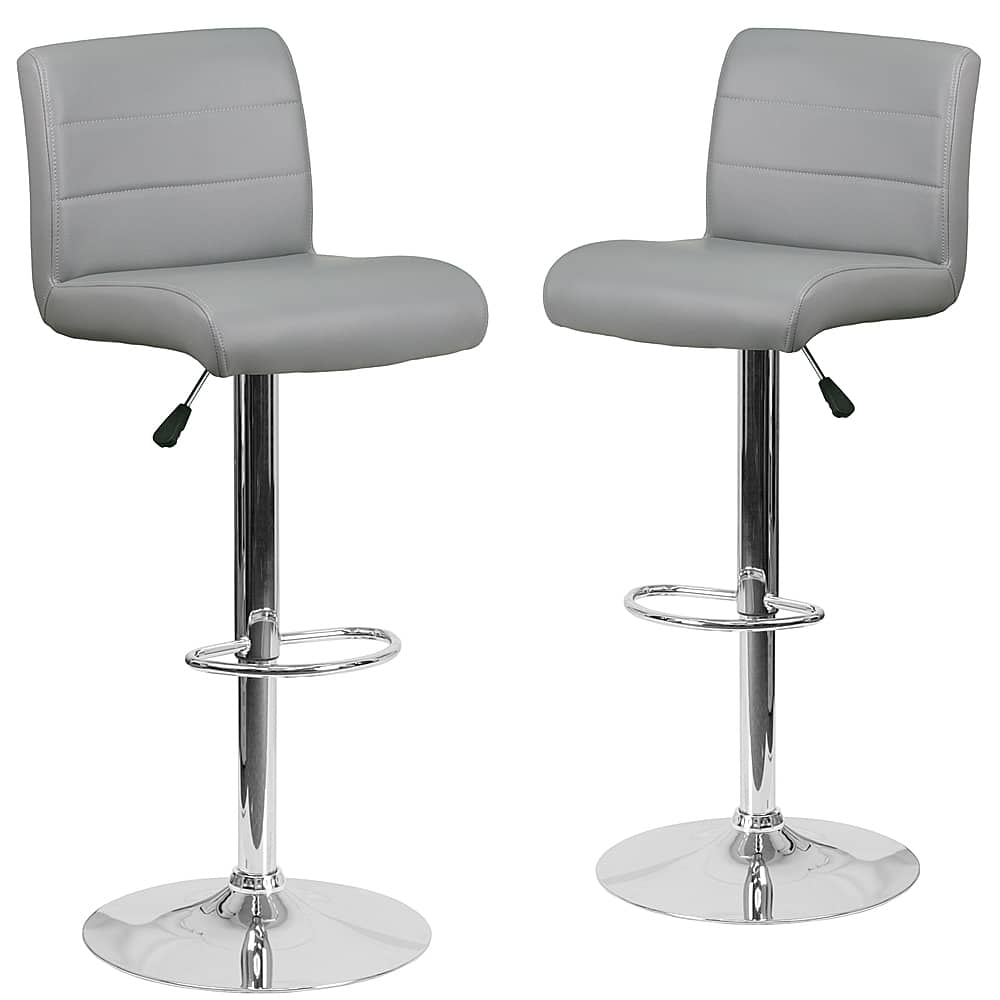 Front. Alamont Home - Marietta Contemporary Vinyl Barstool (set of 2) - Gray.