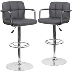 Flash Furniture - Genna Contemporary Vinyl Barstool (set of 2) - Gray - Front_Zoom