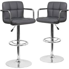 Alamont Home - Genna Contemporary Vinyl Barstool (set of 2) - Gray