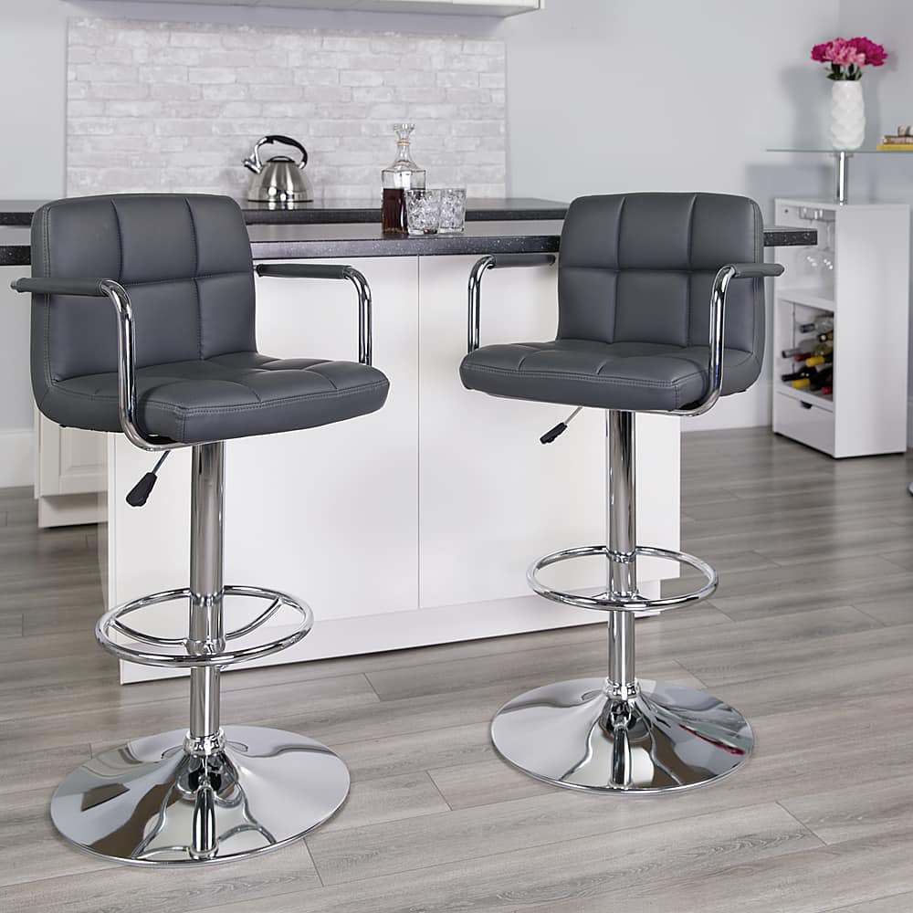 Alt View 12. Alamont Home - Genna Contemporary Vinyl Barstool (set of 2) - Gray.