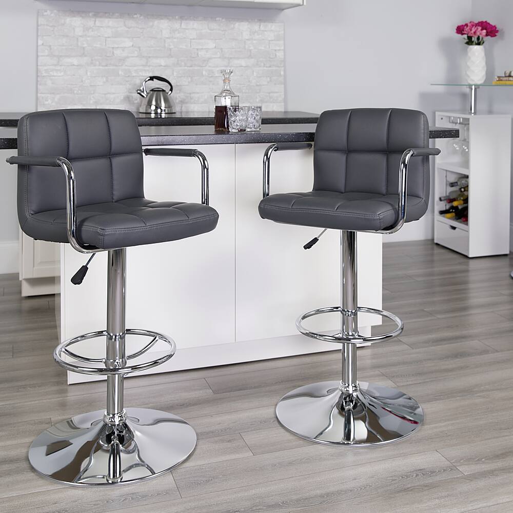 Alt View 12. Alamont Home - Genna Contemporary Vinyl Barstool (set of 2) - Gray.