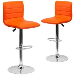 Flash Furniture - Vincent Contemporary Vinyl Barstool (set of 2) - Orange - Front_Zoom