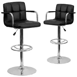Alamont Home - Genna Contemporary Vinyl Barstool (set of 2) - Black
