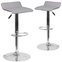 Alamont Home - Alice Contemporary Vinyl Barstool (set of 2) - Gray - Front_Zoom