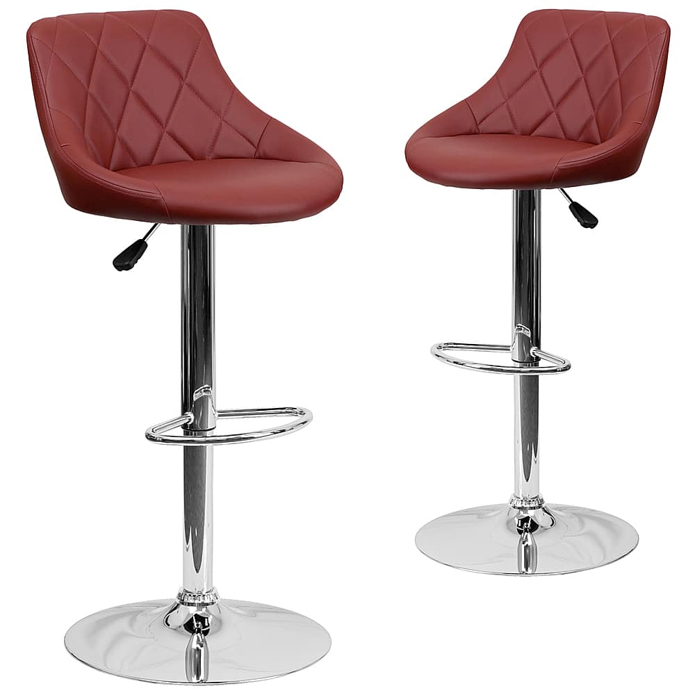 Front. Alamont Home - Caldwell Contemporary Vinyl Barstool (set of 2) - Burgundy.