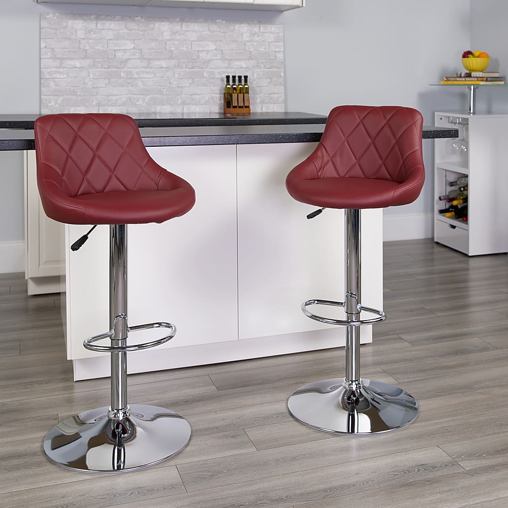 Alt View 12. Alamont Home - Caldwell Contemporary Vinyl Barstool (set of 2) - Burgundy.