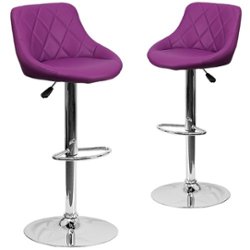 Flash Furniture - Caldwell Contemporary Vinyl Barstool (set of 2) - Purple - Front_Zoom