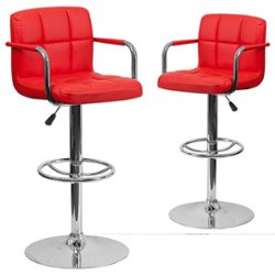 Flash Furniture - Genna Contemporary Vinyl Barstool (set of 2) - Red - Front_Zoom