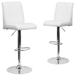 Flash Furniture - Charles Contemporary Vinyl Barstool (set of 2) - White - Front_Zoom