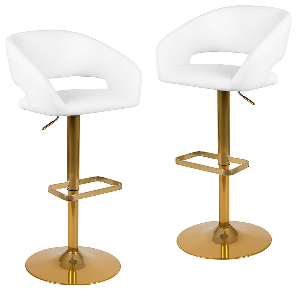 Alamont Home - Erik Contemporary Vinyl Barstool (set of 2) - White - Front_Zoom