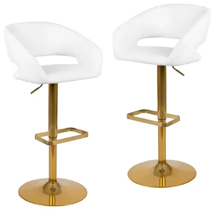 Front. Alamont Home - Erik Contemporary Vinyl Barstool (set of 2) - White.