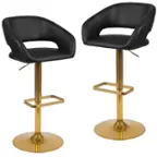 Front. Alamont Home - Erik Contemporary Vinyl Barstool (set of 2) - Black.