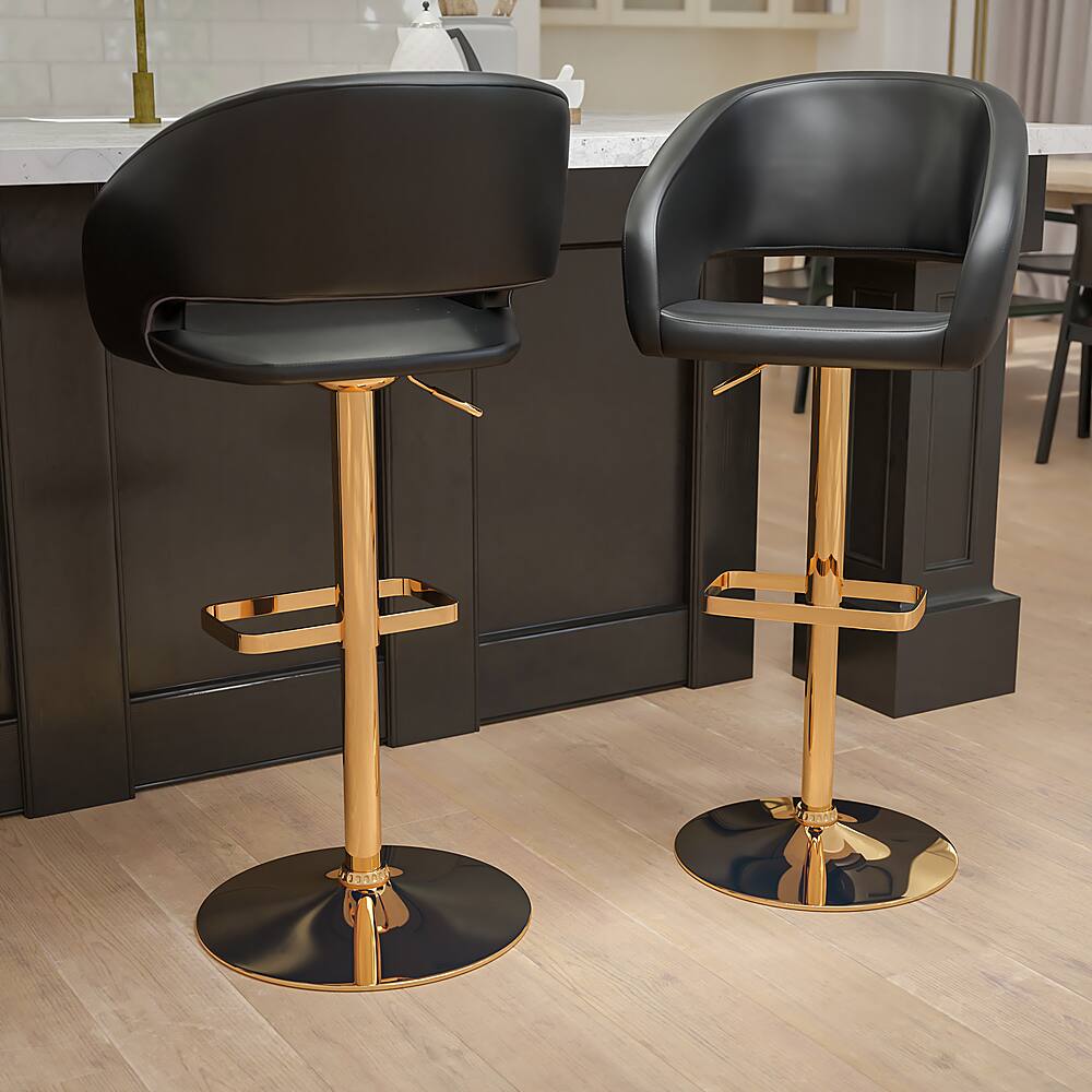 Alt View 12. Alamont Home - Erik Contemporary Vinyl Barstool (set of 2) - Black.